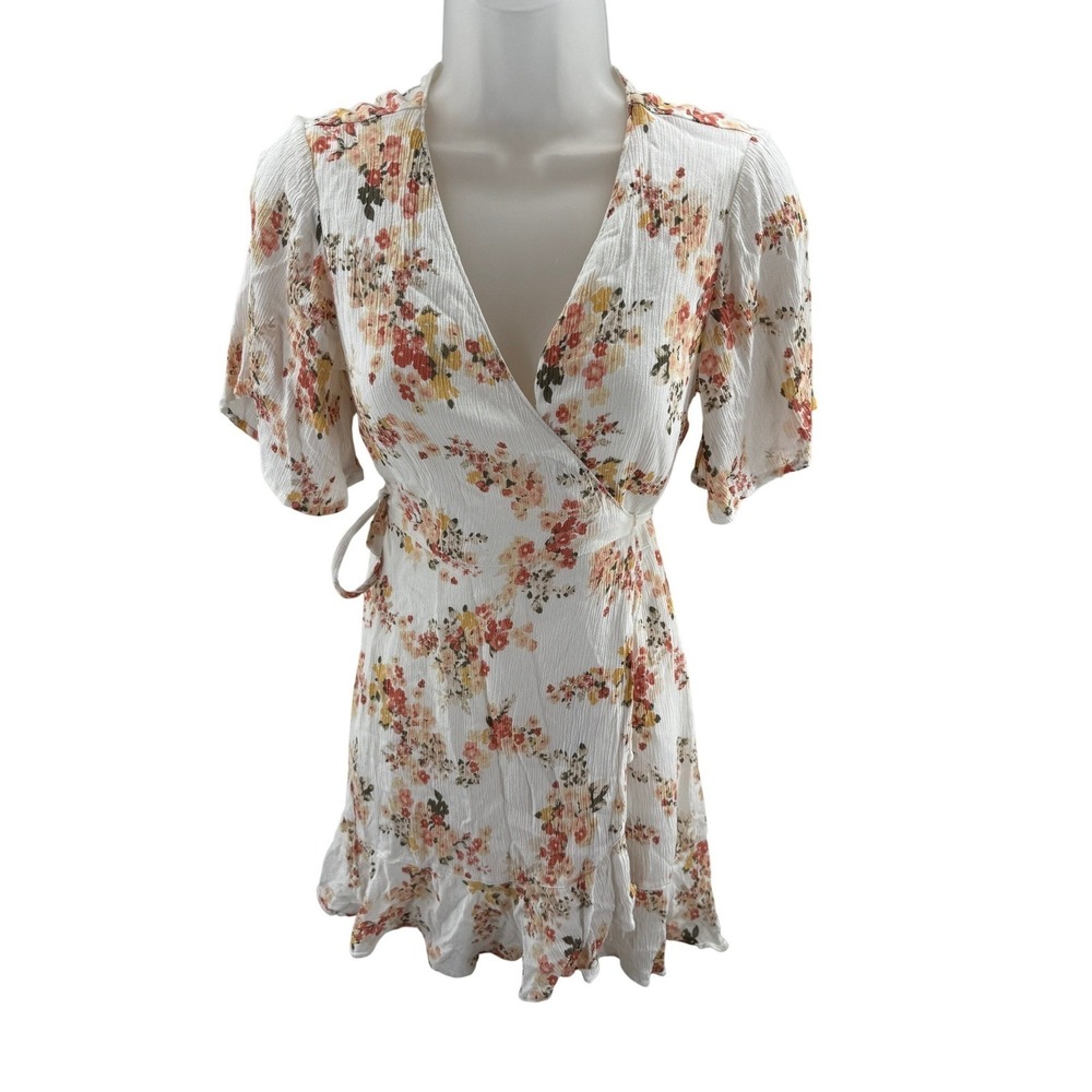 Abercrombie & Fitch Floral Wrap Mini Dress Lined Short Sleeve Womens‎ XS